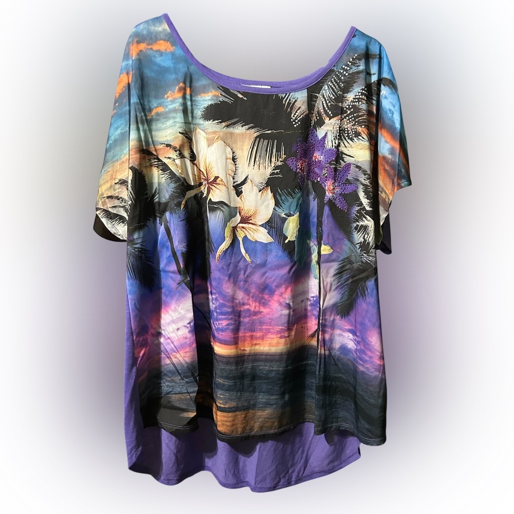 NWT Dress Barn Tropical Print Women's Top